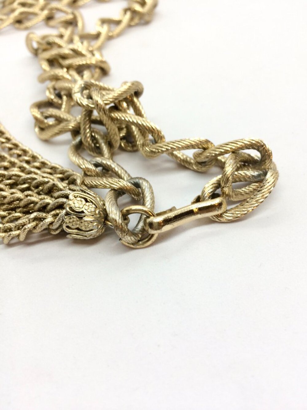 VINTAGE TASSEL BELT Gold Tone Rope Chain Convertible Necklace Statement - Picture 8 of 10